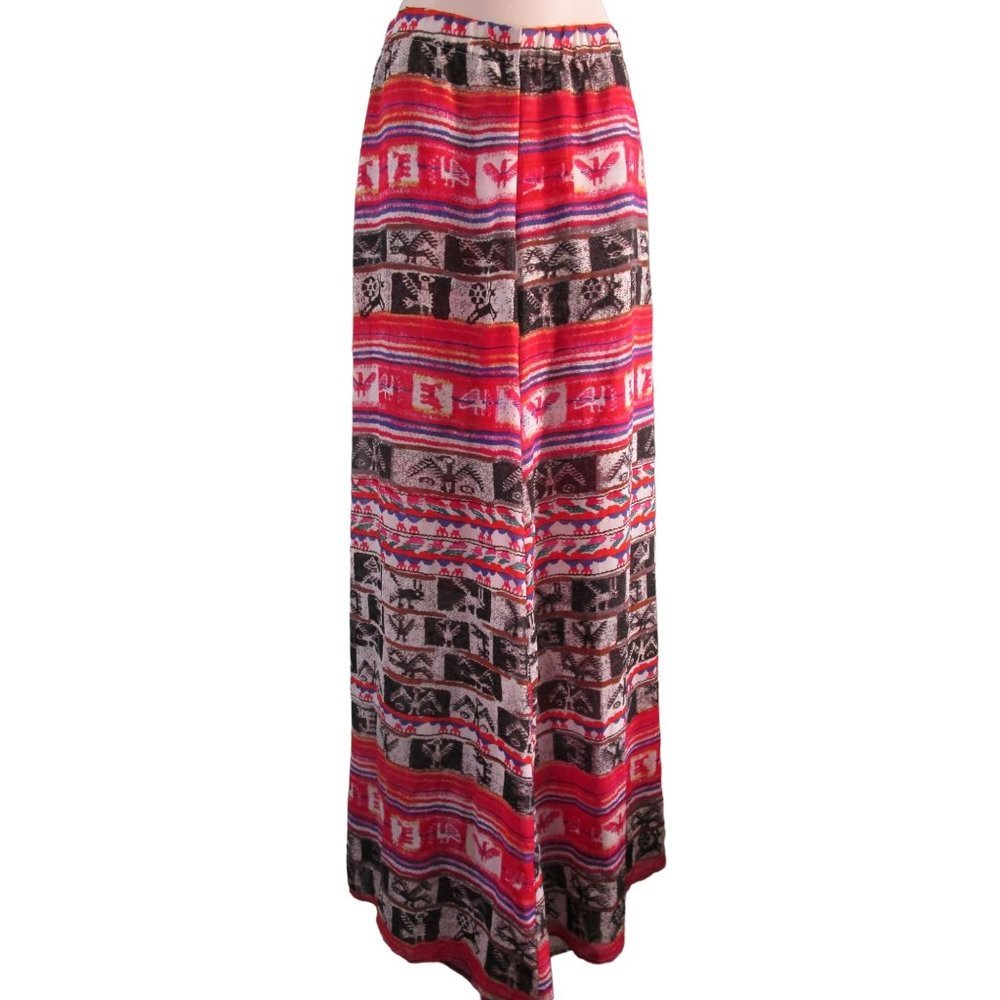 Show Me Your Mumu Wild Wyoming Tribal Aztec Wide Leg Long Pants Large GUC